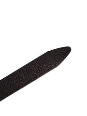 black men's leather belt on isolated white background