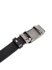 black men's leather belt on isolated white background