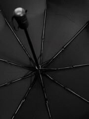 Black protective umbrella against rain and sun