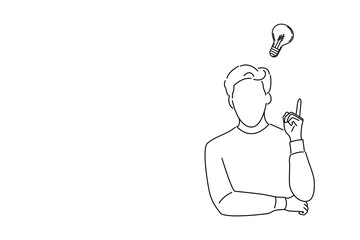 Drawing of student having great idea, finding inspiration or solution to problem