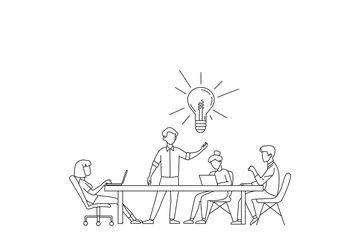 Cartoon of Business Meeting Teamwork Concept