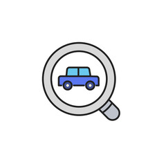 Car search icon. High quality coloured vector illustration..