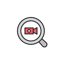 Search movie icon. High quality coloured vector illustration..