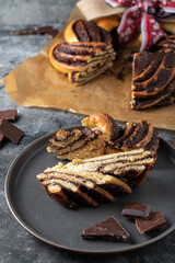 Traditional sweet chocolate baking bread- cake chocolate babka