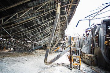 The tragic story of the Perfume factory fire deadly thai factory fire damages worker's house, The area surrounding the industrial plant was severely damaged. environment