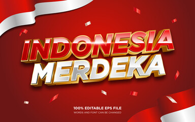 Dirgahayu indonesia merdeka 3d editable text style effect	