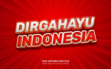 Dirgahayu indonesia merdeka 3d editable text style effect	