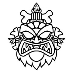 Obraz premium Illustration of tiki idol. Design element for poster, card, banner, emblem, sign. Vector illustration