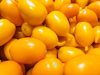 Bright yellow tomatoes. Background