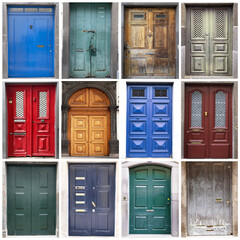 collage of  vintage  wooden doors