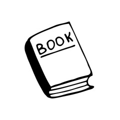 Single element of book in doodle. Hand drawn vector illustration for cards, posters, stickers and professional design.