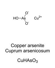 Copper arsenite, chemical formula. In homeopathy Cuprum arsenicosum. Also known as Scheeles or Schloss Green. Used as pigment in the past. Could caused the death of Napoleon, because of its toxicity.