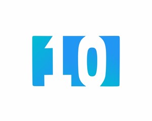 Number 10 design vector with gradient blue color display