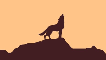 silhouette of a howling wolf