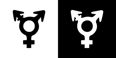 Silhouette LGBT Transgender pride symbol in doodle style. Isolated vector illustration gender symbol in black and white color. - obrazy, fototapety, plakaty