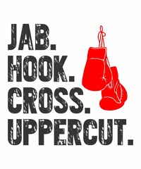 Jab Hook Cross Uppercut Gloves is a vector design for printing on various surfaces like t shirt, mug etc. - obrazy, fototapety, plakaty