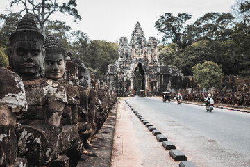 Naklejka premium Bayon Temple Entrance Angkor Siem Reap Cambodia
