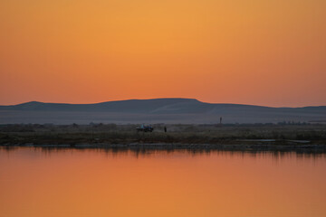 sunset over the lake
