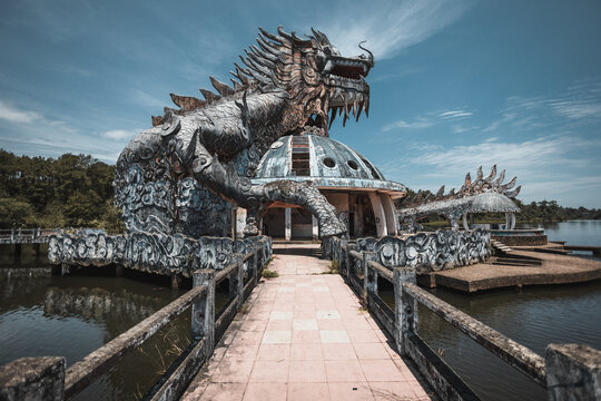 Abandoned Amusement Park in Hue, Vietnam Giant Dragon
