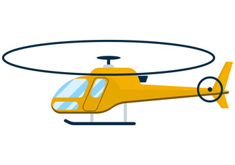 Yellow helicopter on white background. Flat style vector illustration.