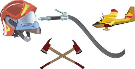 hydrant helmet and canadair firefighters-