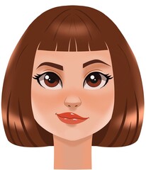 Young woman face with a cool smile, illustration