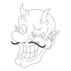 coloring illustration of cartoon winking devil head