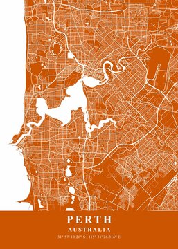 Perth - Australia  Copper Plane Map
