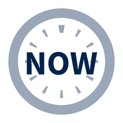 NOW letters and clock icons