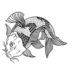 Koi Fish line art