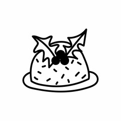 Single hand drawn cake for greeting cards, posters, recipe, culinary design. Isolated on white background. Doodle vector illustration.