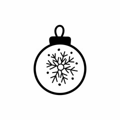 Single hand drawn ball toy on the Christmas tree. Doodle vector illustration for greeting cards, posters, stickers and seasonal design. Isolated on white background