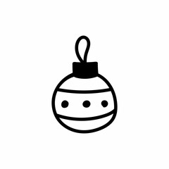 Single hand drawn ball toy on the Christmas tree. Doodle vector illustration for greeting cards, posters, stickers and seasonal design. Isolated on white background
