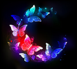 Naklejka na ściany i meble Neon night butterflies