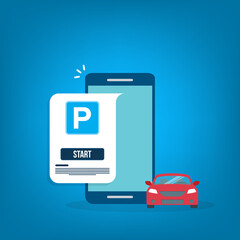 Online parking payment application, city parking. Smart city parking mobile app concept. Urban traffic technology.