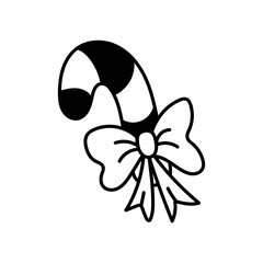 Single hand drawn element sweet lollipop tube for New Year and Christmas greeting cards, posters, stickers and seasonal design.