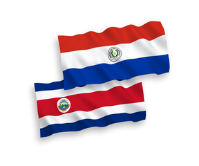 Flags of Republic of Costa Rica and Paraguay on a white background