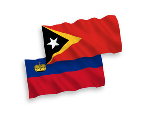 Flags of Liechtenstein and East Timor on a white background