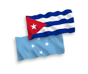 Flags of Federated States of Micronesia and Cuba on a white background