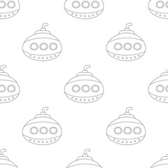 seamless pattern of cartoon submarine in silhouette