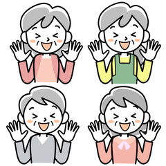 サプライズに喜ぶシニア女性の上半身