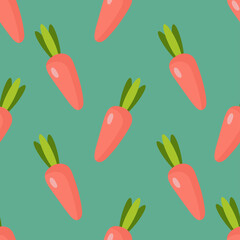 Seamless Pattern with Carrots. Vector illustration. For posters, banners, card, printing on the pack, paper, printing on clothes, fabric, wallpaper.