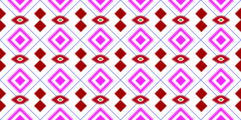 Geometric ethnic pattern seamless flower color pink Red. seamless pattern. Design for fabric, curtain, background, carpet, wallpaper, clothing, wrapping, Batik, fabric,Vector illustration