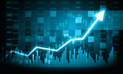 Stock market charts with finance data. 3d illustration