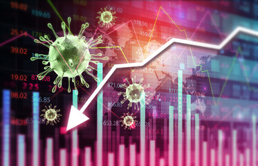 Coronavirus impact on stock market. stock market crash. 3d illustration.