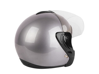 Gray motorcycle helmet