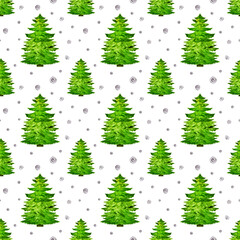 Seamless pattern background with watercolor christmas tree