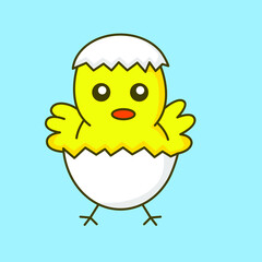 Vector illustration of cute hatching chicken premium animal