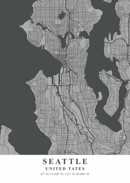 Seattle - United States Gray Plane Map