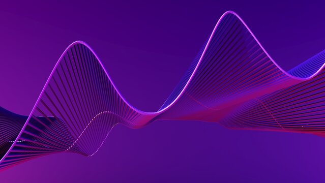 Abstract bright background - 3d render. Modern minimal design for wallpapers, presentations, tech. Curved polygonal wave from lines and grids.	
